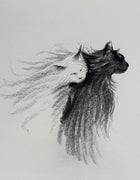 Dual Cats Charcoal Sketch Oversized T-Shirt