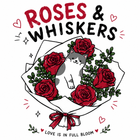 Roses & Whiskers Cat Graphic Tee