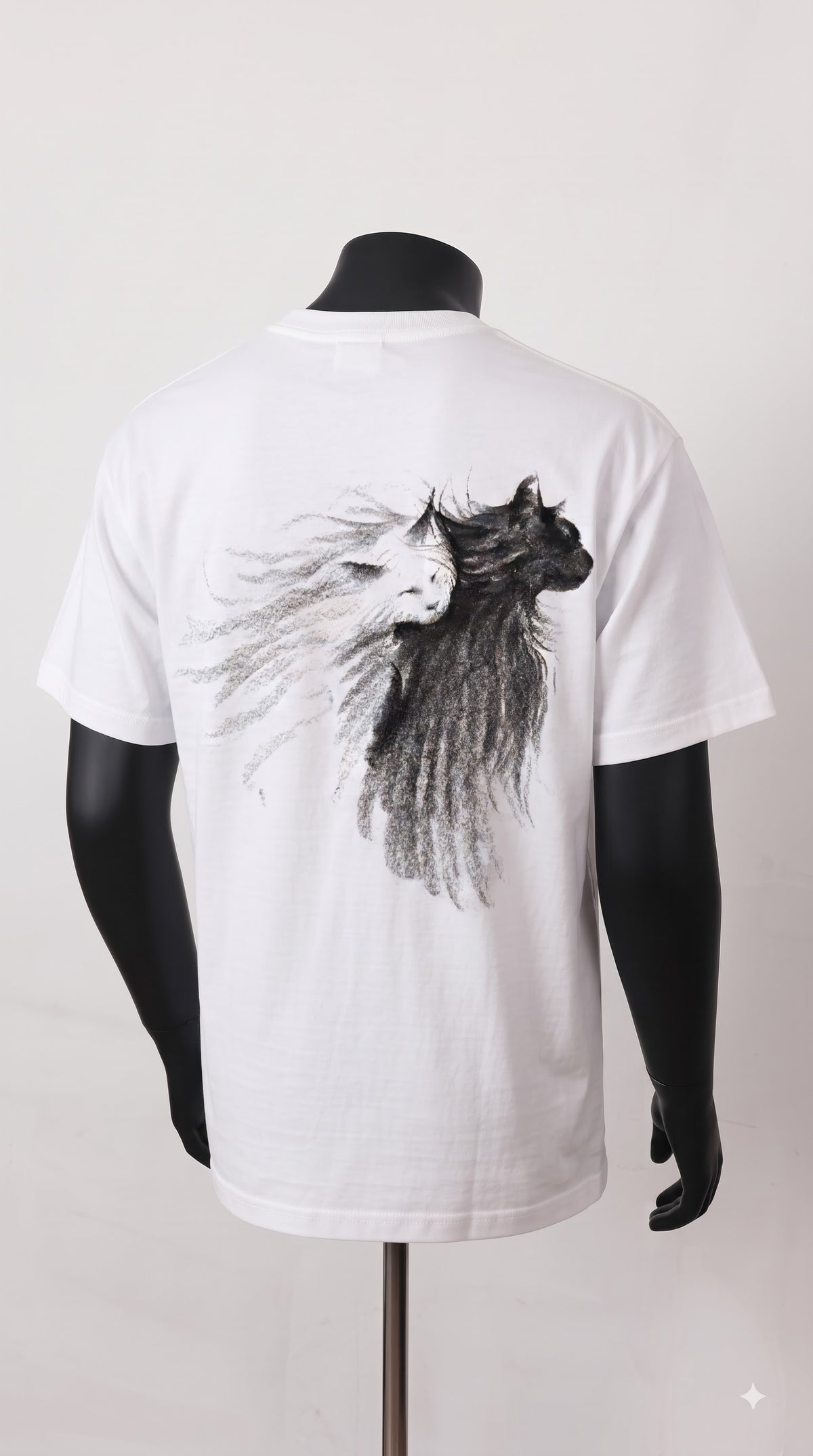 Dual Cats Charcoal Sketch Oversized T-Shirt