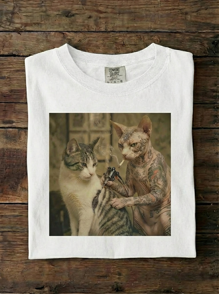 Tattoo Cat Graphic T-Shirt