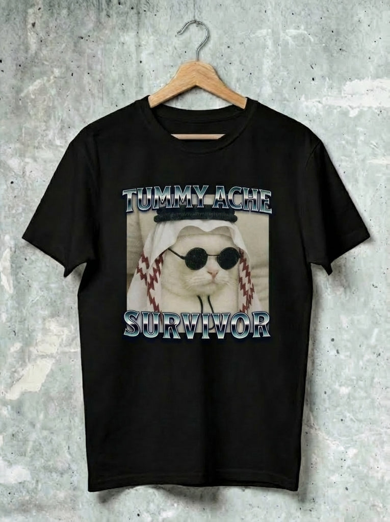 Unisex Cat Graphic T-Shirt "Tummy Ache Survivor"