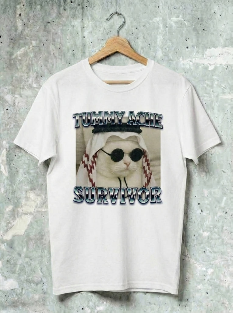 Unisex Cat Graphic T-Shirt "Tummy Ache Survivor"