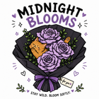 Midnight Blooms Cat Graphic Tee