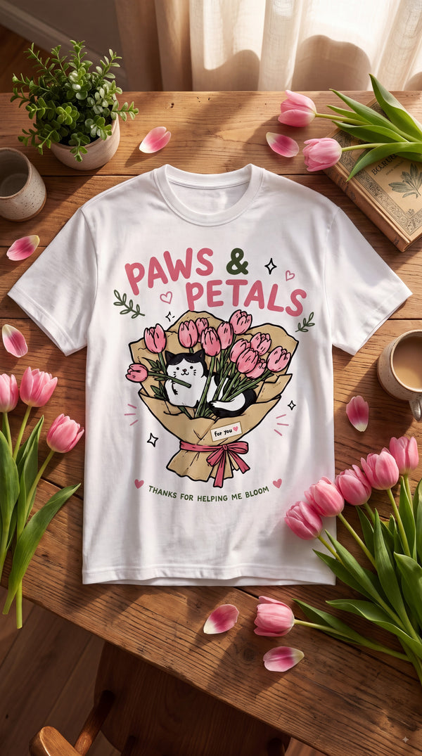 Paws & Petals Cat Bouquet Graphic Tee
