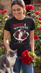 Roses & Whiskers Cat Graphic Tee