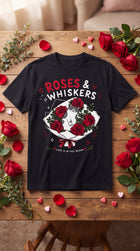 Roses & Whiskers Cat Graphic Tee