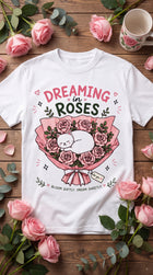 Dreaming in Roses Cat Graphic Tee