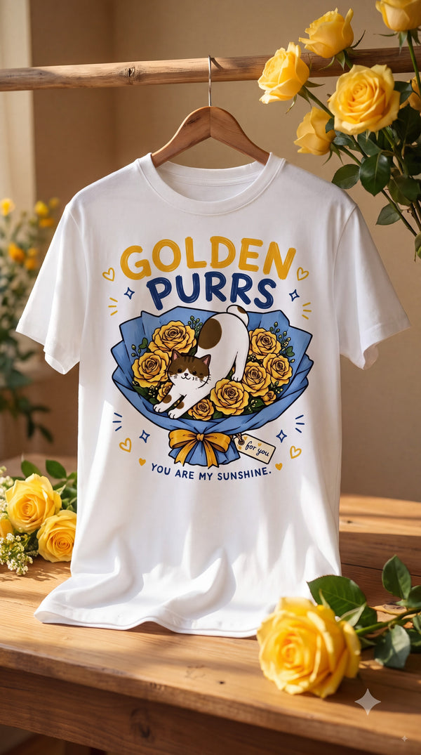 Golden Purrs Cat Graphic Tee