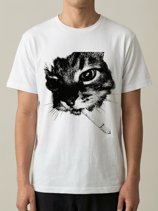 Smoking cat t shirt