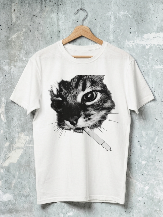 Smoking cat t shirt