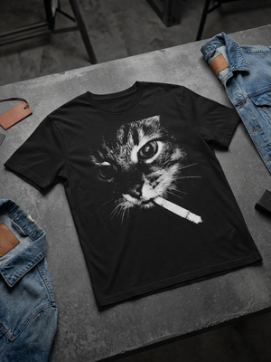 Smoking cat t shirt
