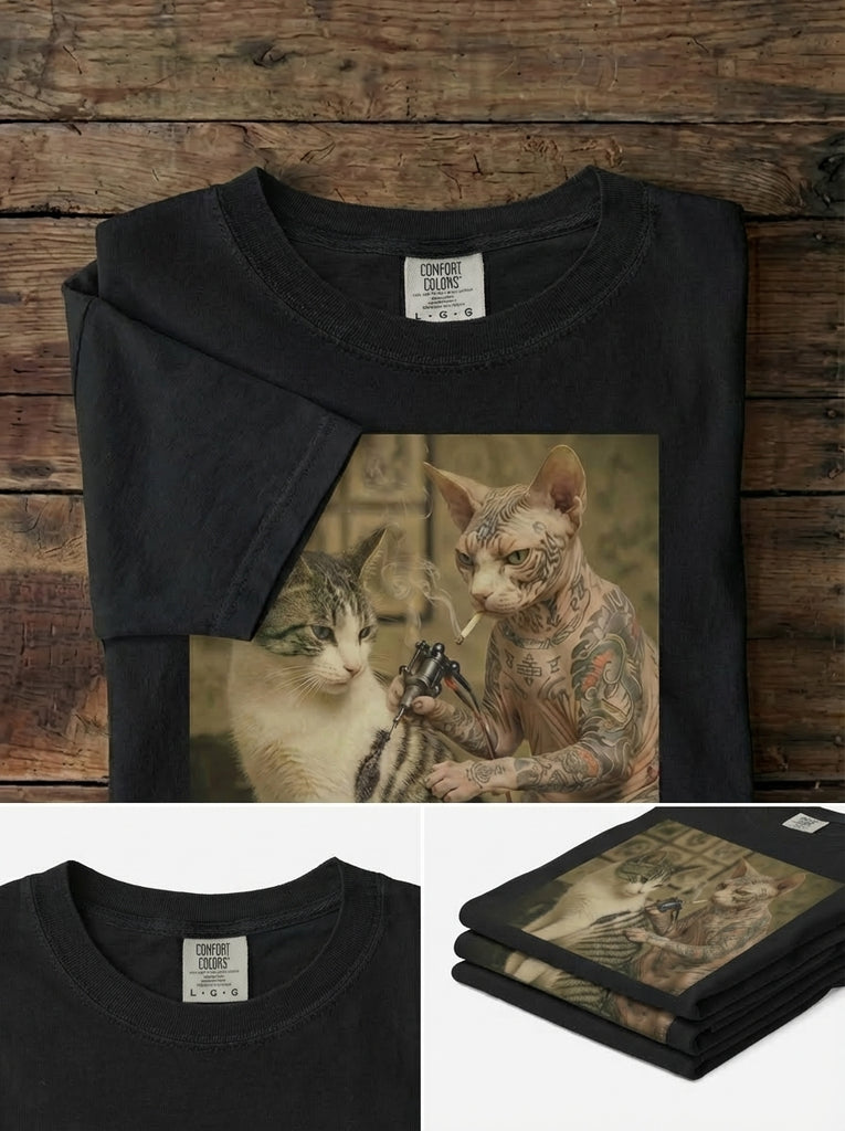 Tattoo Cat Graphic T-Shirt