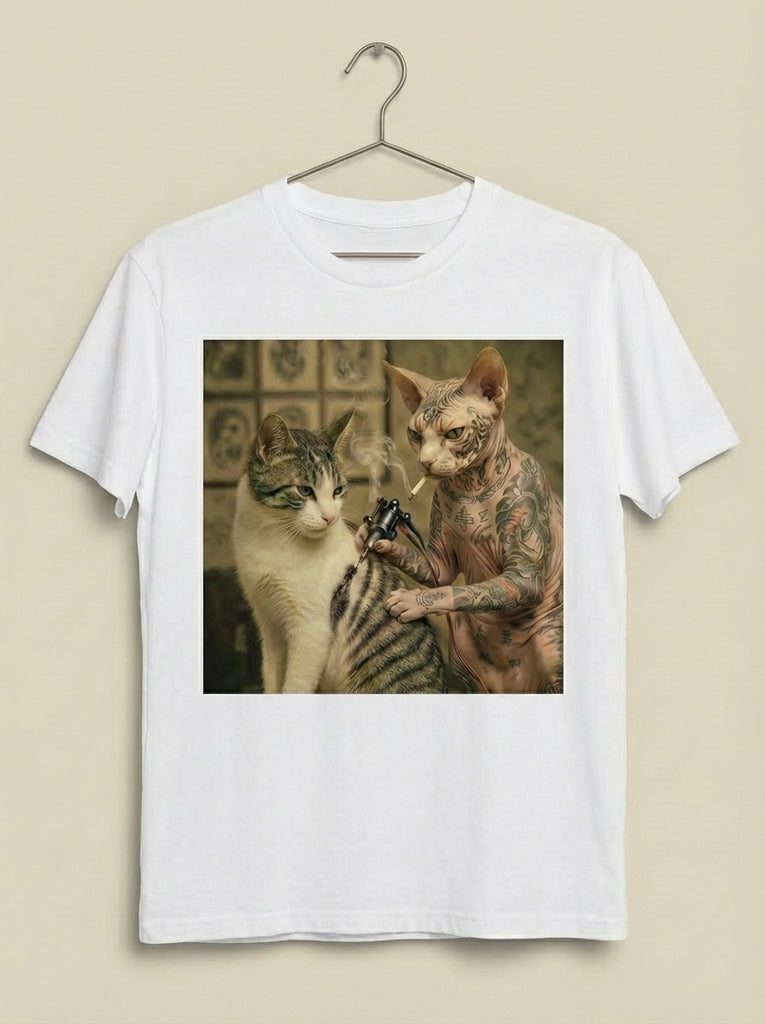 Tattoo Cat Graphic T-Shirt