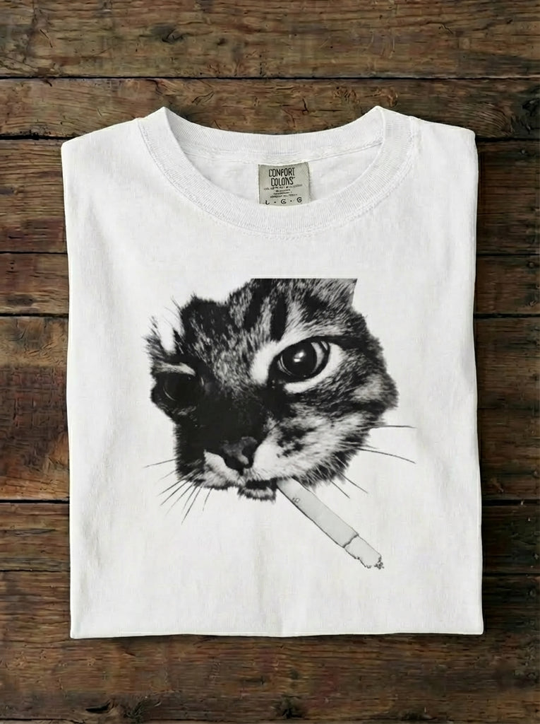 Smoking cat t shirt