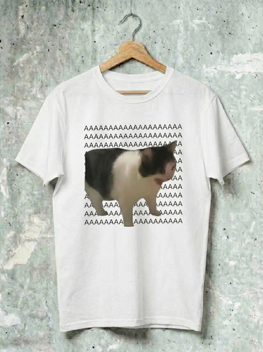 Screaming Cat AAAAA Meme T-Shirt