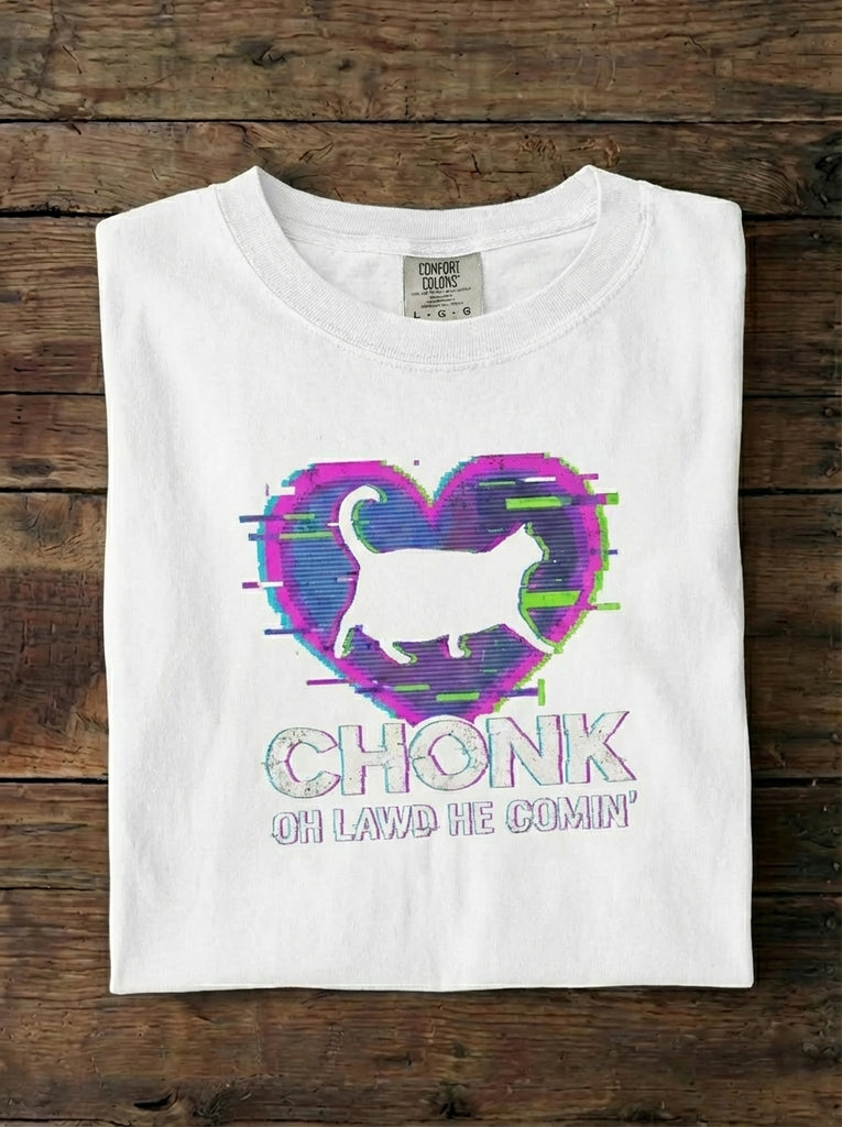 Chonk Cat Meme T-Shirt "Oh Lawd He Comin"
