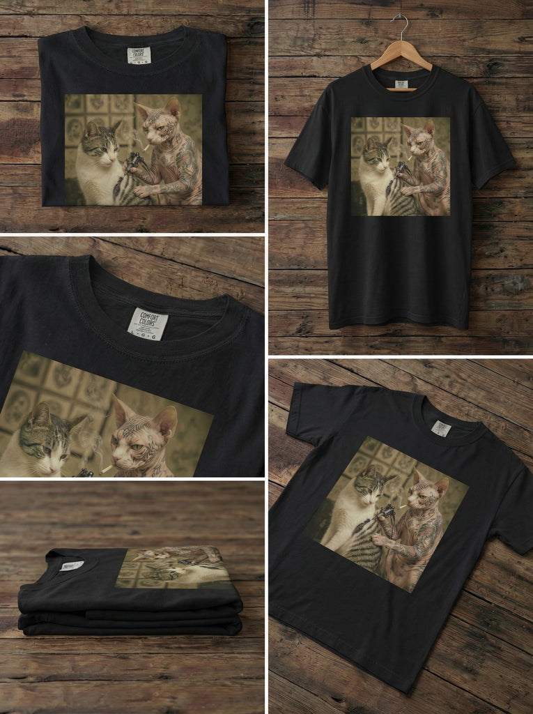 Tattoo Cat Graphic T-Shirt
