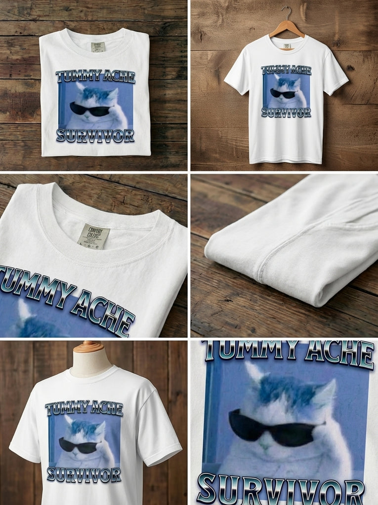 Tummy Ache Survivor Cat T-Shirt